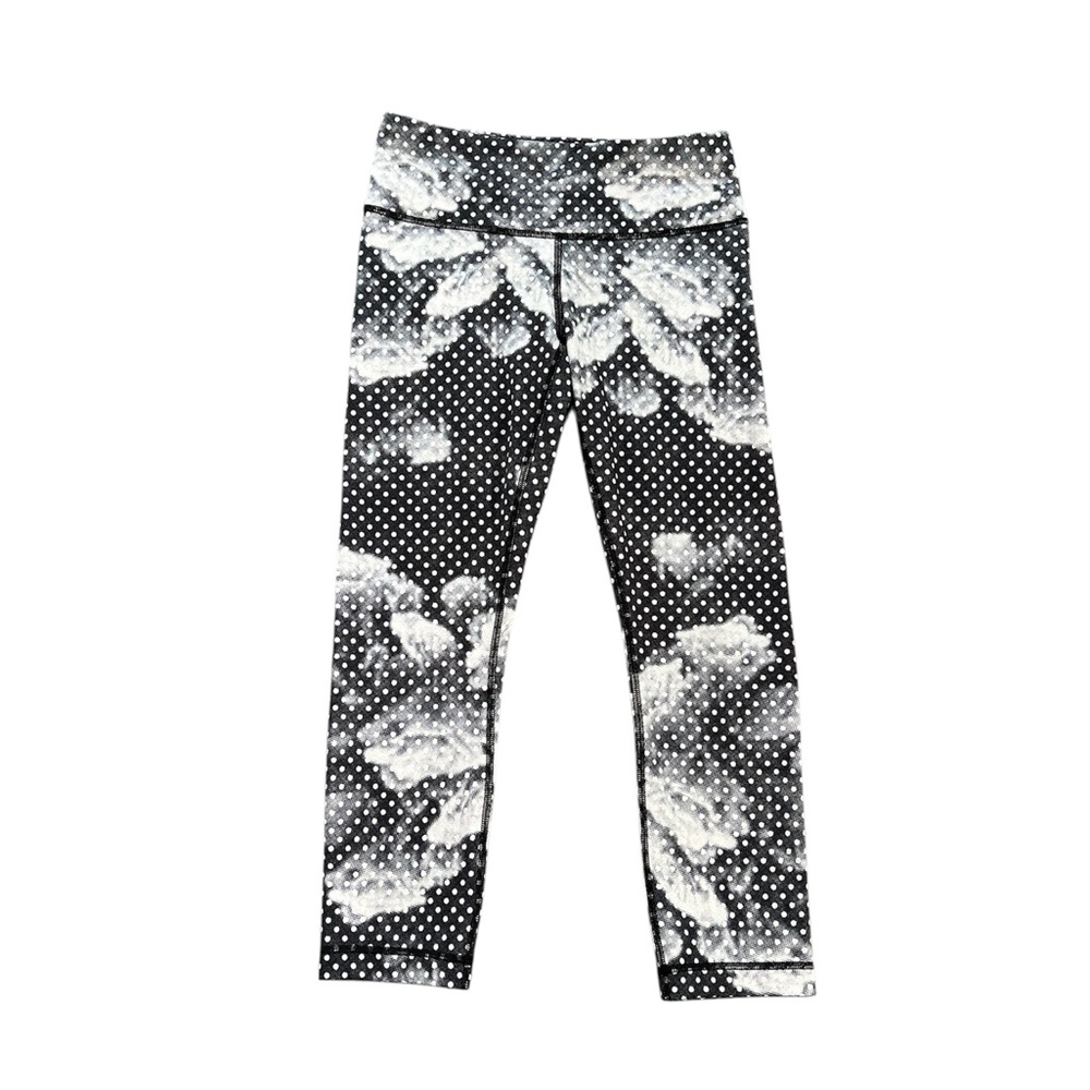 Lululemon Wunder Under Crop II Mid-Rise Black/White Polka Dot Leggings Size 4